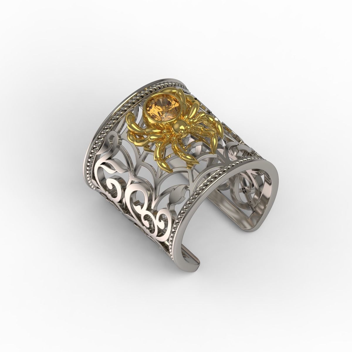 Spider and Web Ring KR 02 3D print model_8