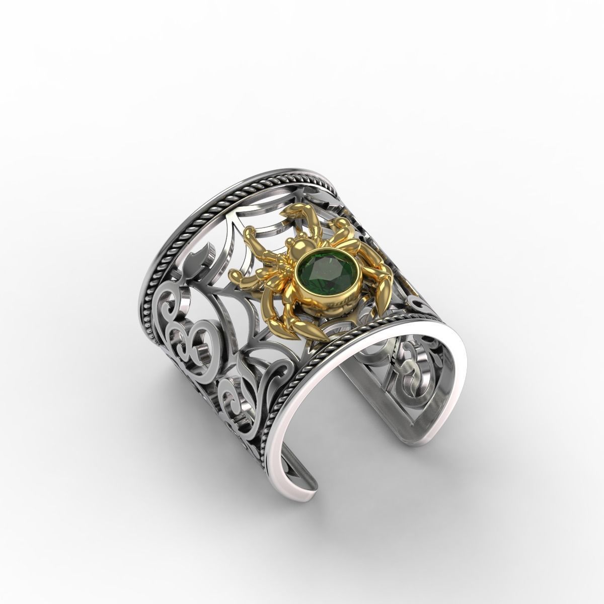 Spider and Web Ring KR 02 3D print model_6