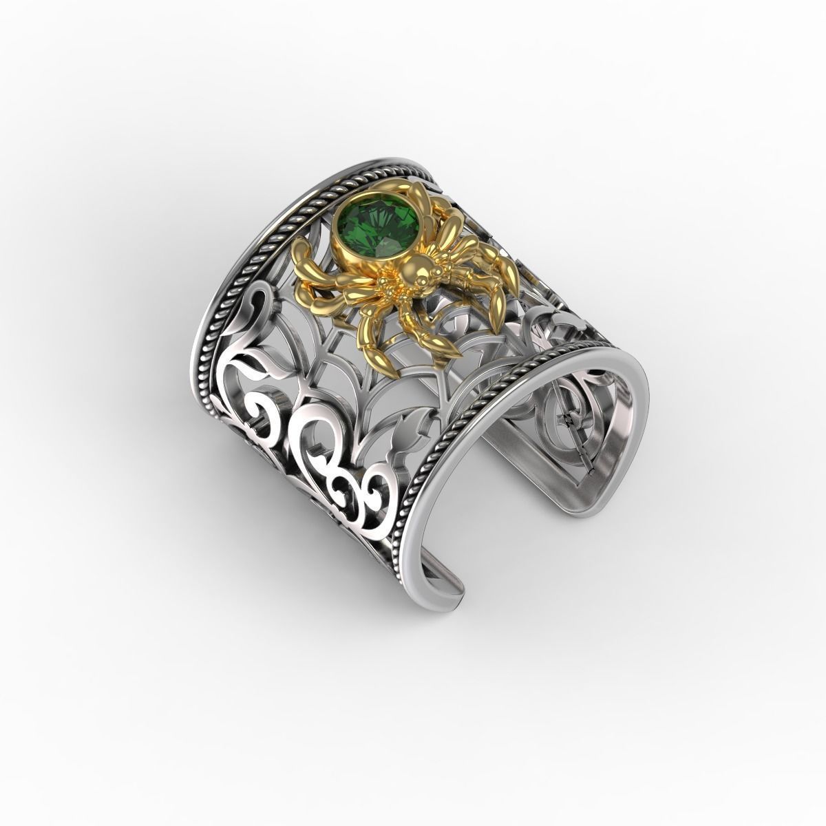 Spider and Web Ring KR 02 3D print model_7
