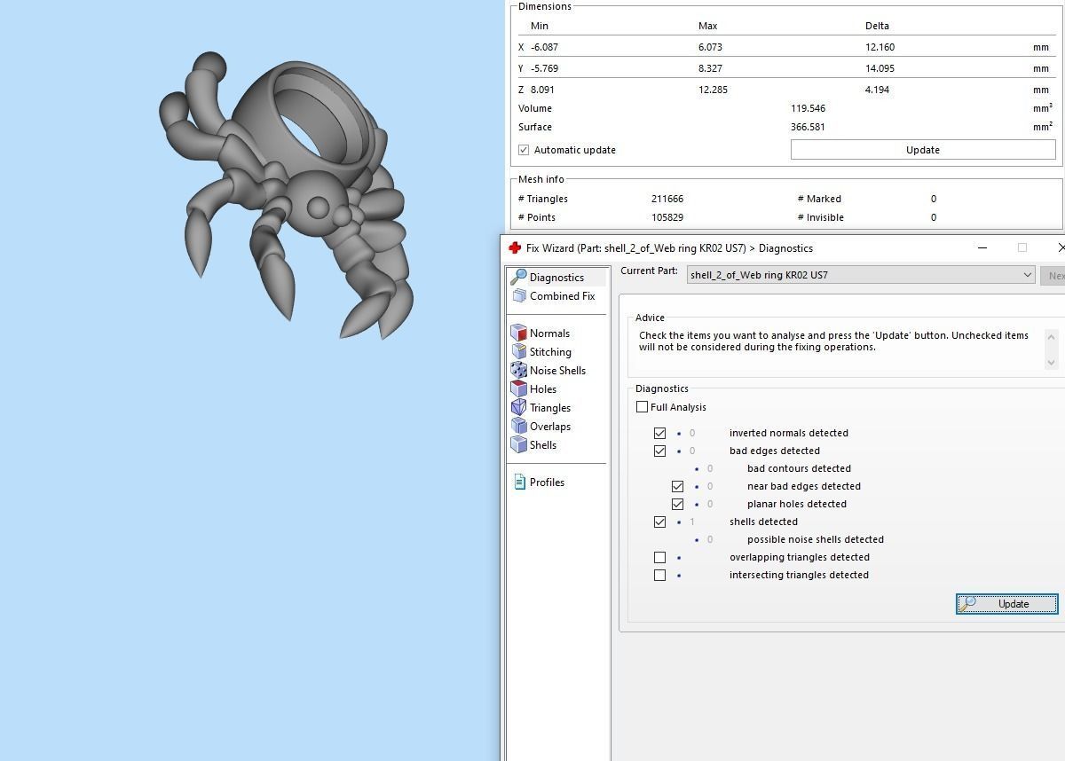 Spider and Web Ring KR 02 3D print model_13