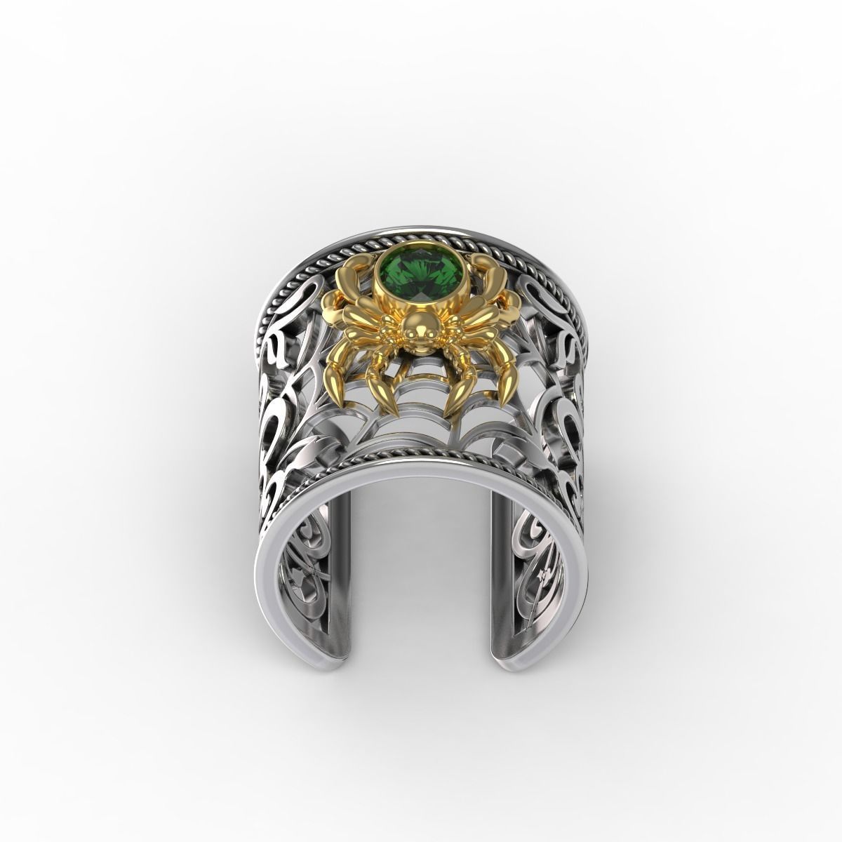 Spider and Web Ring KR 02 3D print model_2