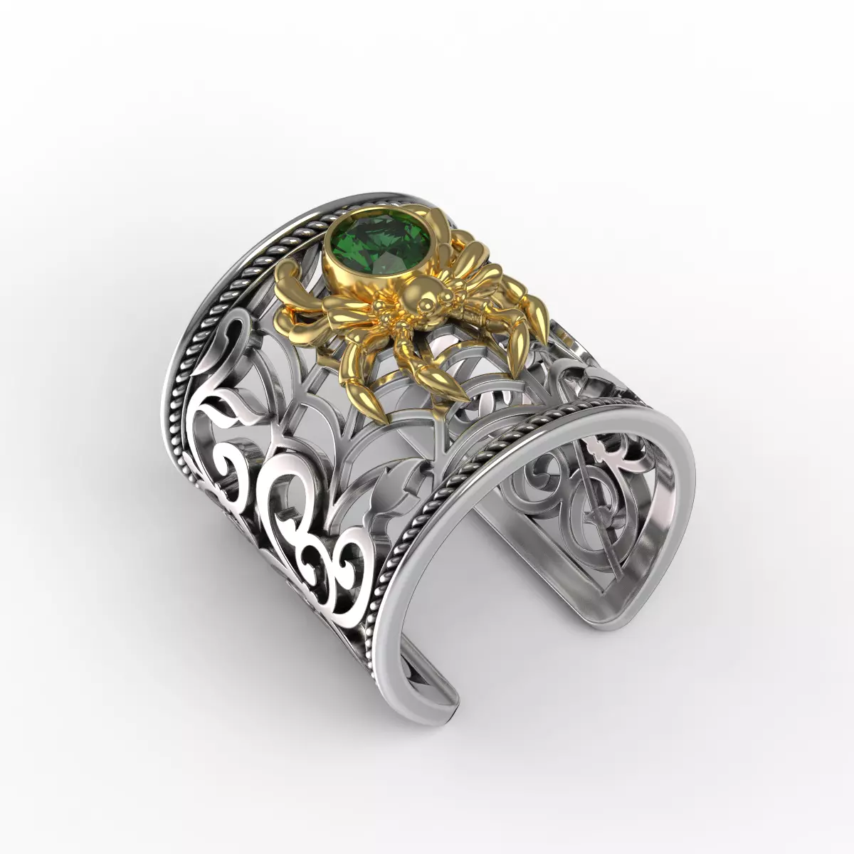 Spider and Web Ring KR 02 3D print model_0