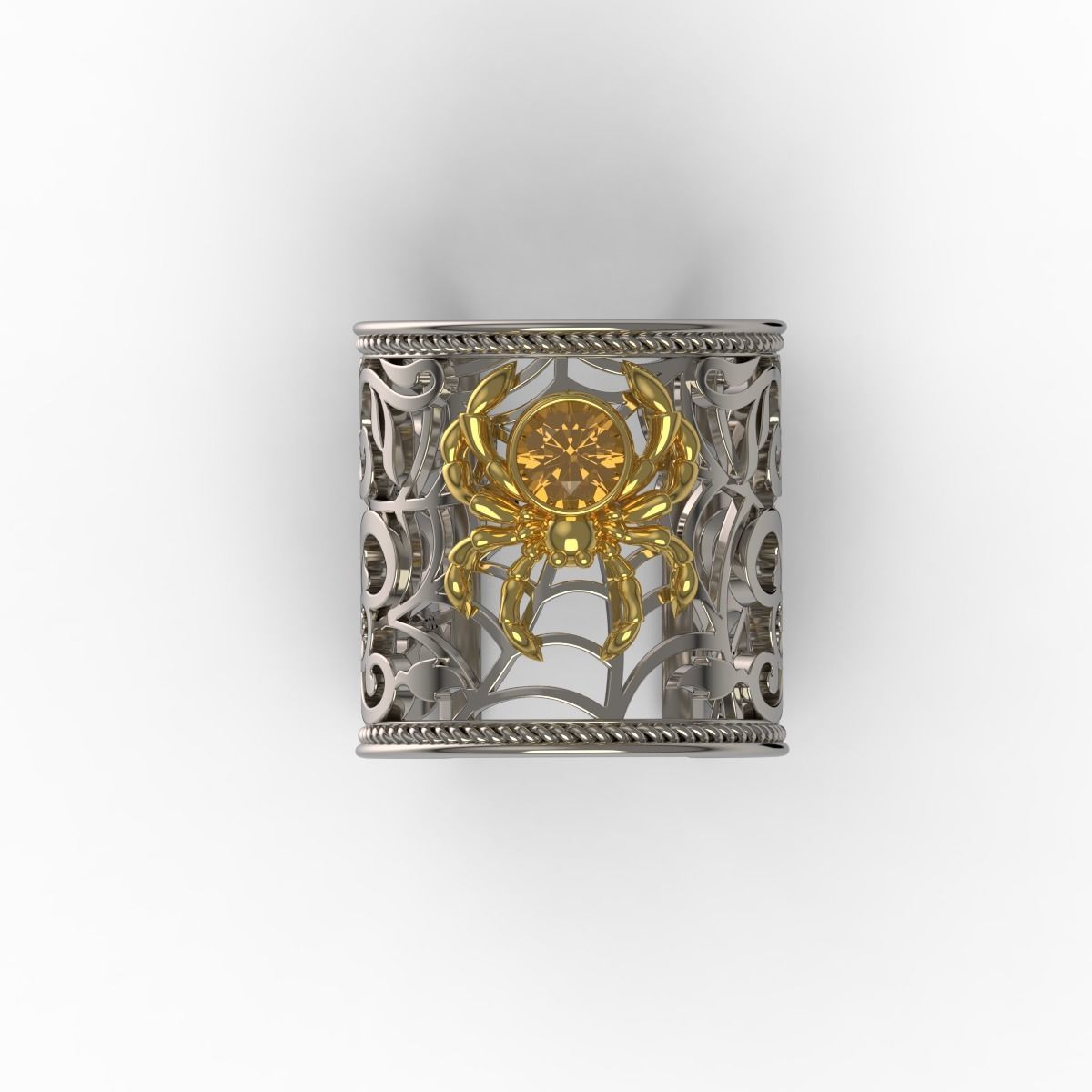 Spider and Web Ring KR 02 3D print model_9