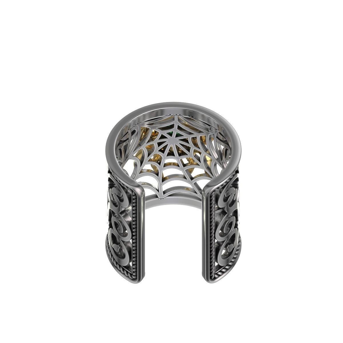 Spider and Web Ring KR 02 3D print model_4