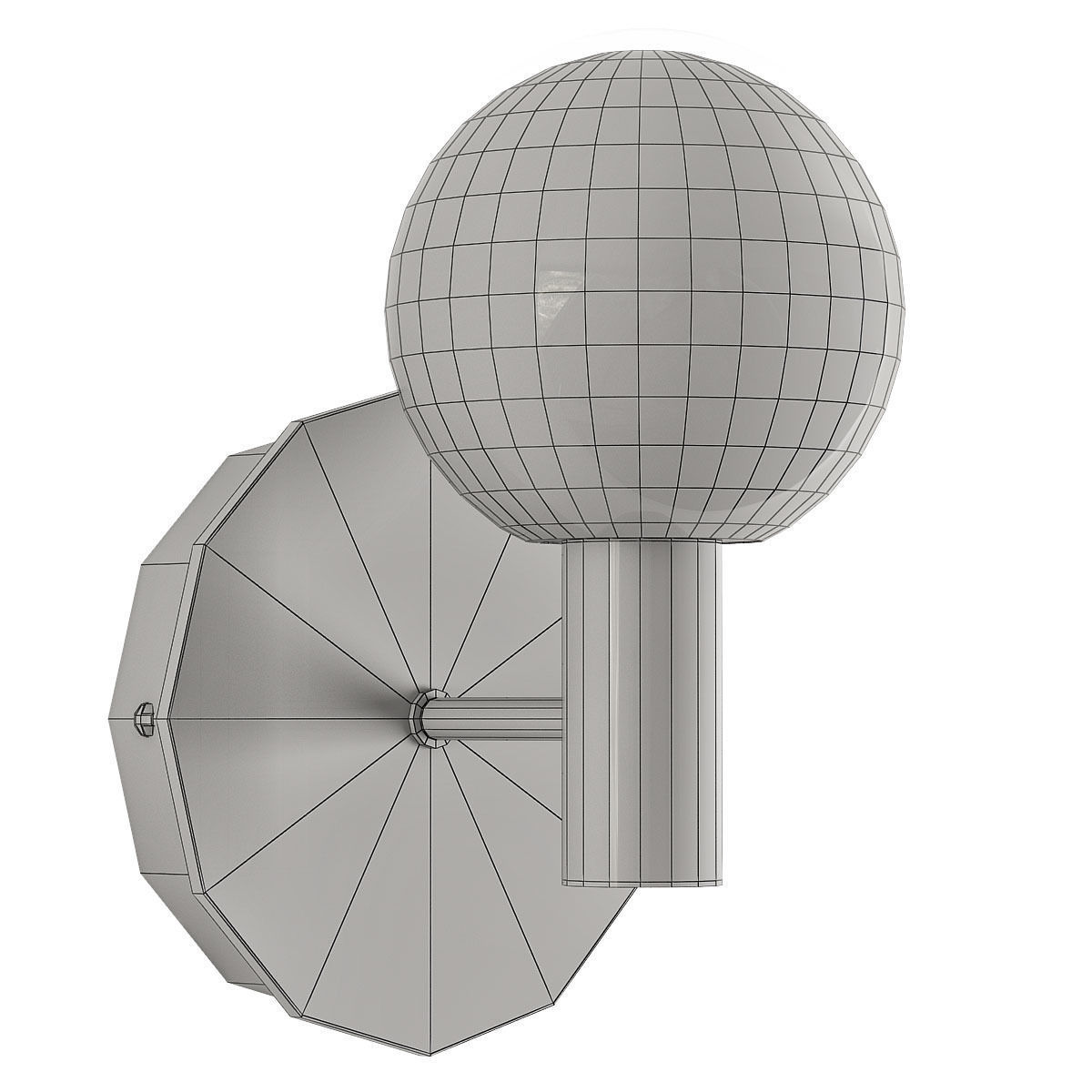 Sybel brass wall sconce with glass globe 3D model_1