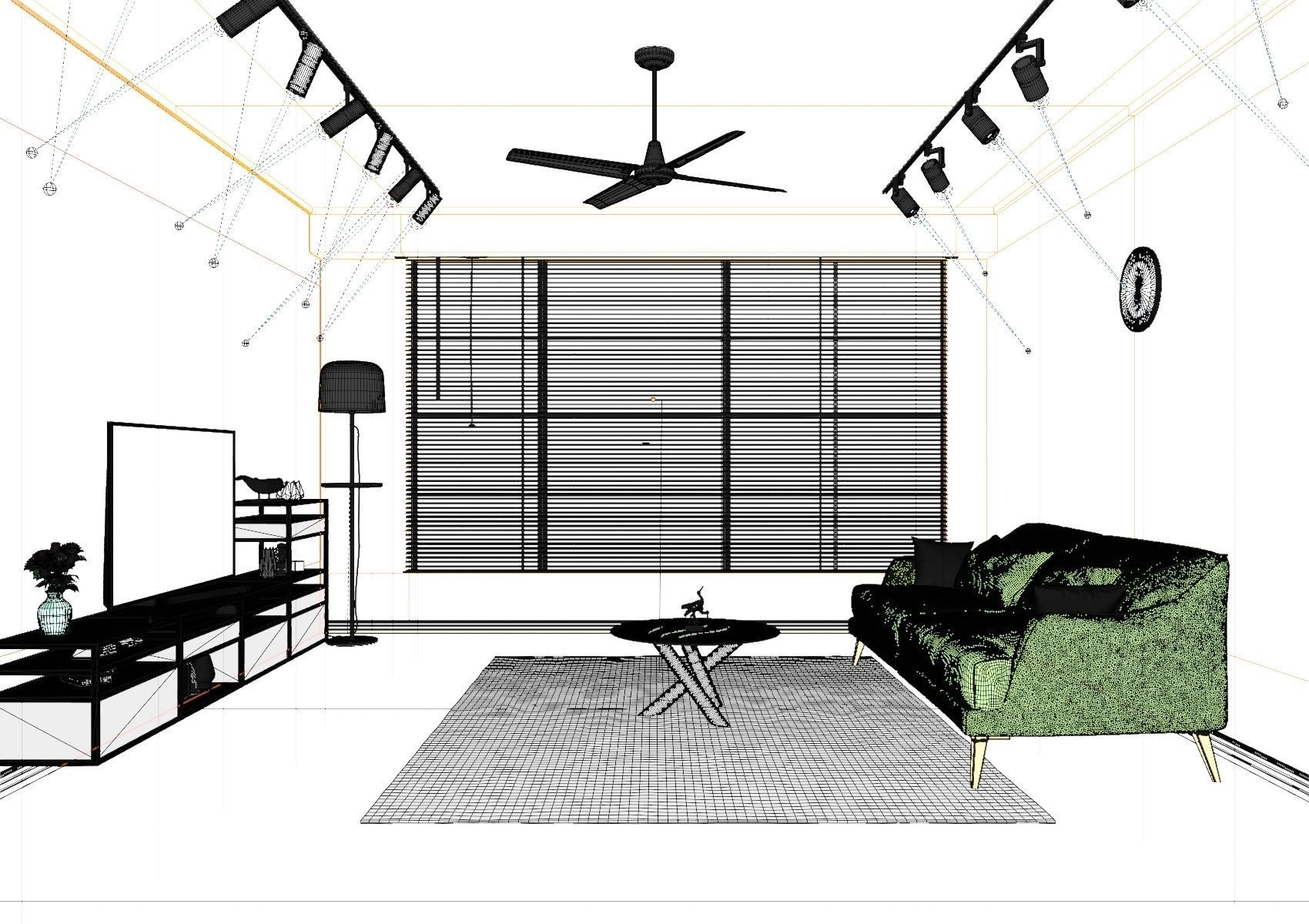 Living Room 3D model Low-poly 3D model_8