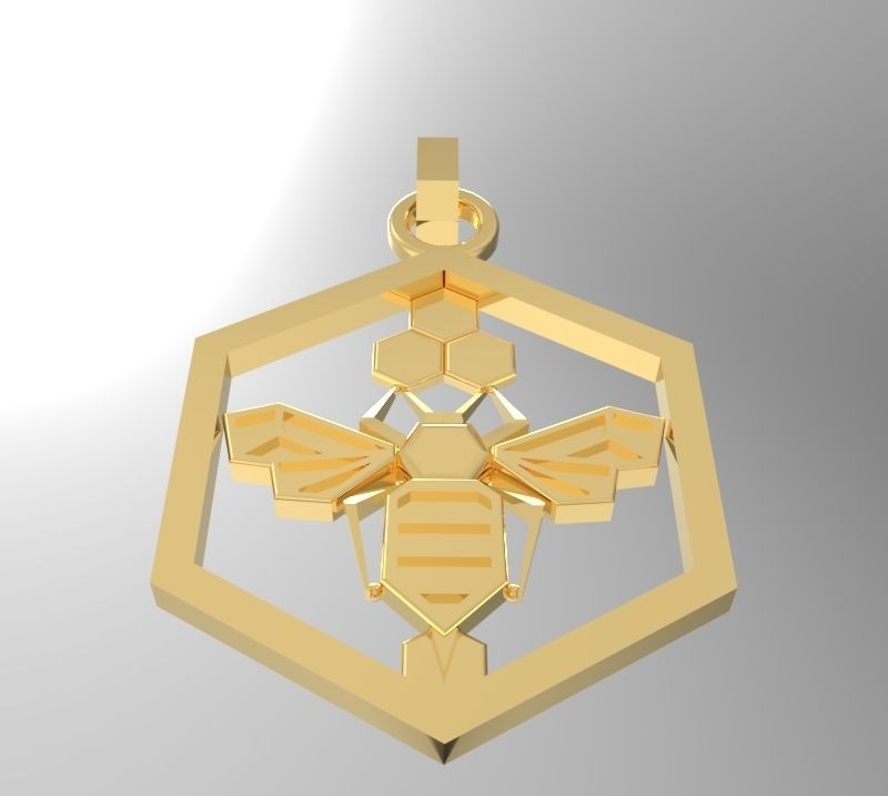 Honeycomb bee pendant enamel 3D print model_8