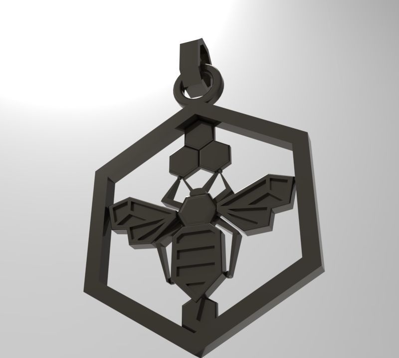 Honeycomb bee pendant enamel 3D print model_21