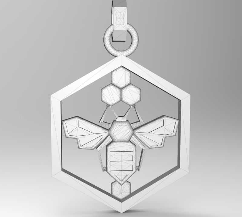 Honeycomb bee pendant enamel 3D print model_16