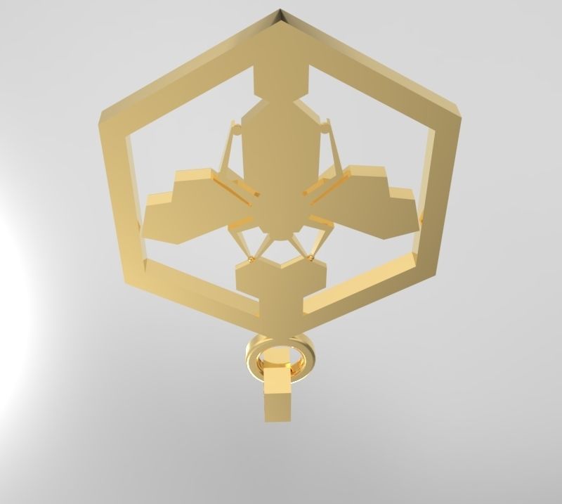 Honeycomb bee pendant enamel 3D print model_10