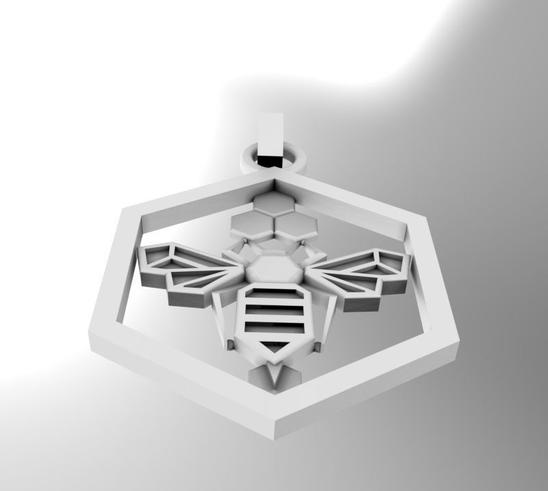 Honeycomb bee pendant enamel 3D print model_14