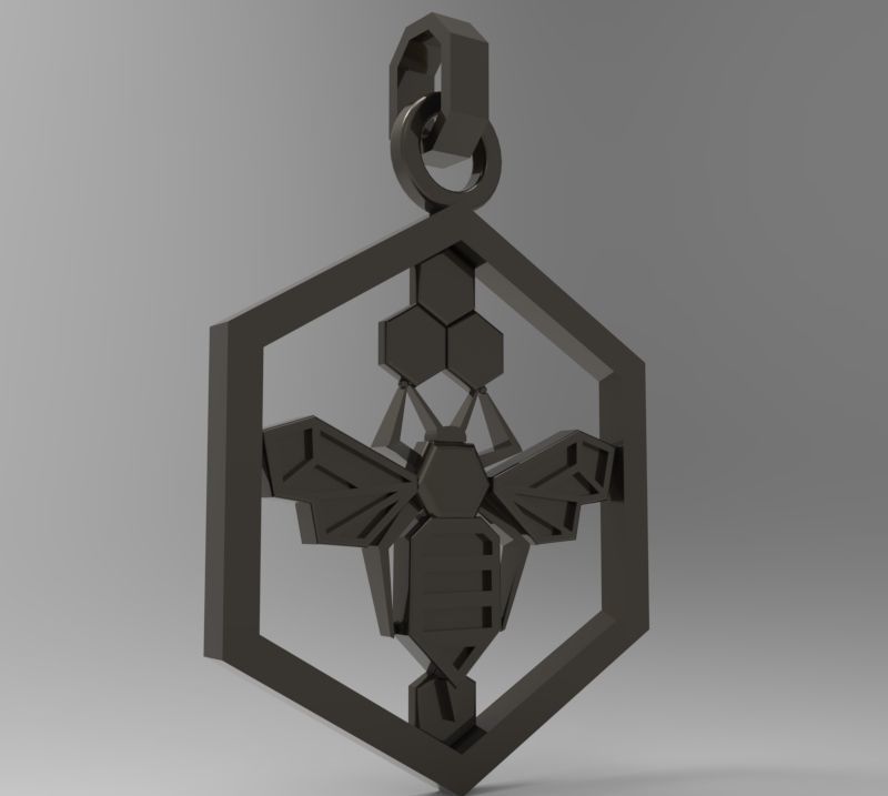 Honeycomb bee pendant enamel 3D print model_20