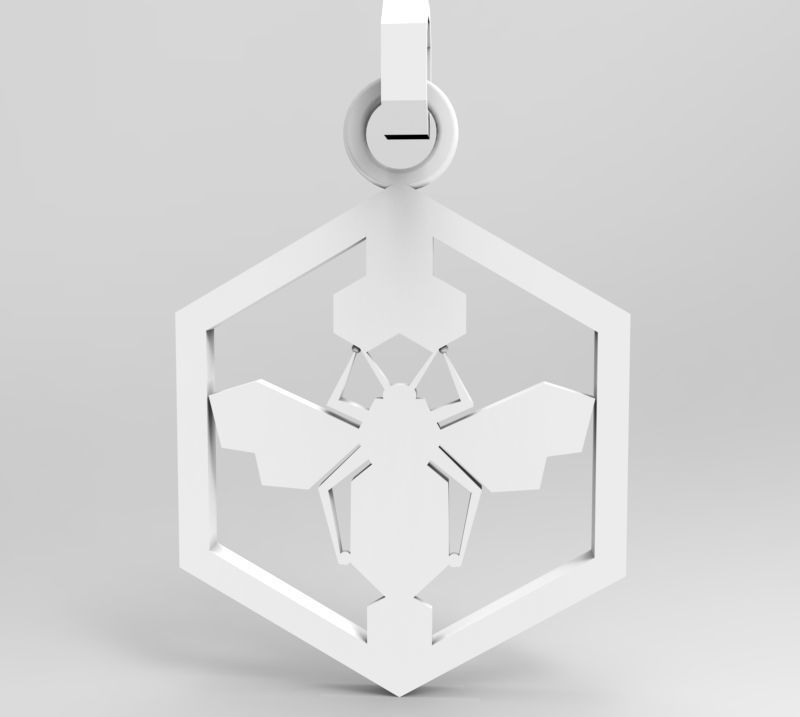 Honeycomb bee pendant enamel 3D print model_15