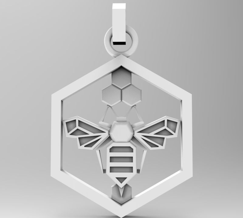 Honeycomb bee pendant enamel 3D print model_11