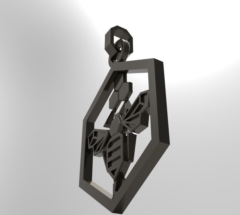 Honeycomb bee pendant enamel 3D print model_22