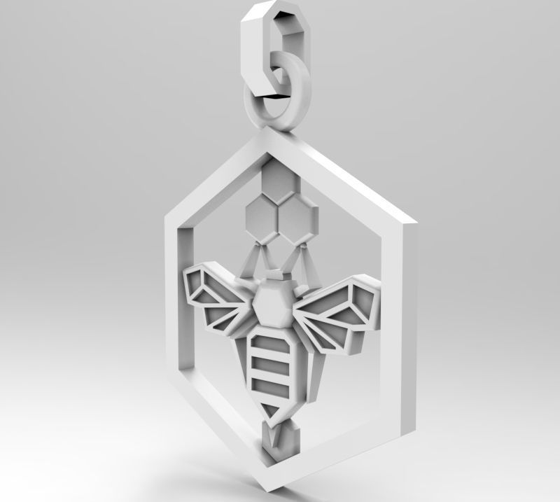 Honeycomb bee pendant enamel 3D print model_12