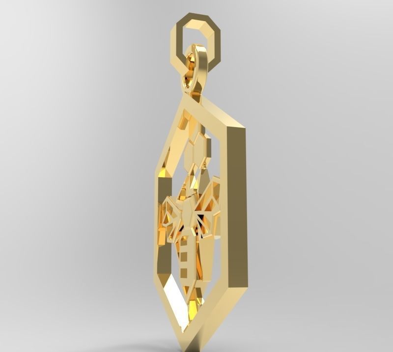 Honeycomb bee pendant enamel 3D print model_3