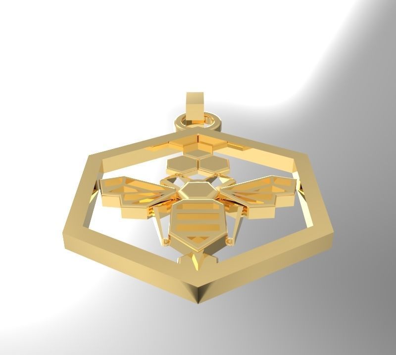 Honeycomb bee pendant enamel 3D print model_9