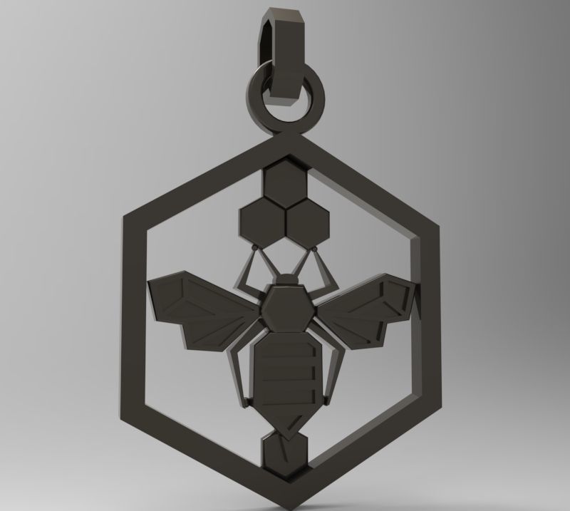 Honeycomb bee pendant enamel 3D print model_19