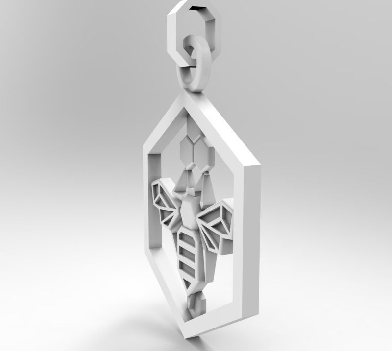 Honeycomb bee pendant enamel 3D print model_13