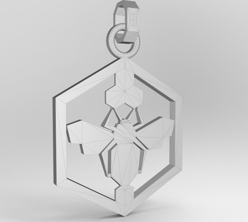 Honeycomb bee pendant enamel 3D print model_18