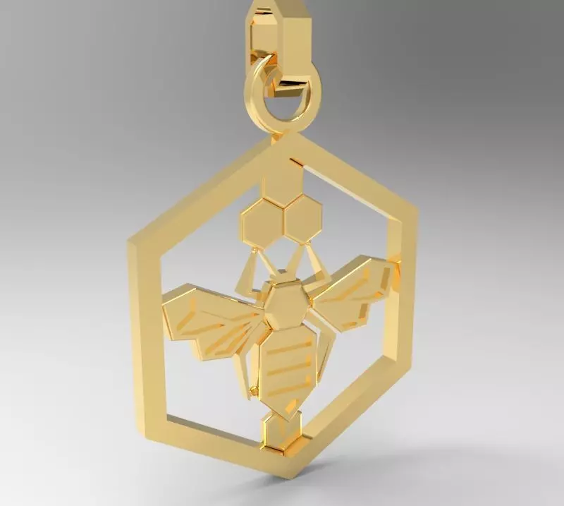 Honeycomb bee pendant enamel 3D print model_0