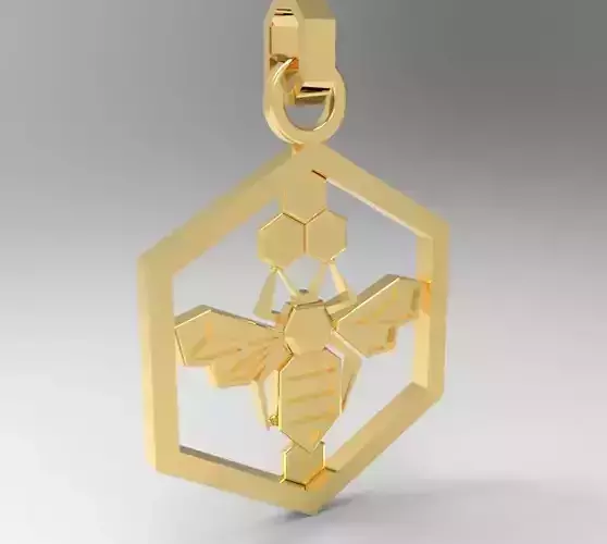 Honeycomb bee pendant enamel