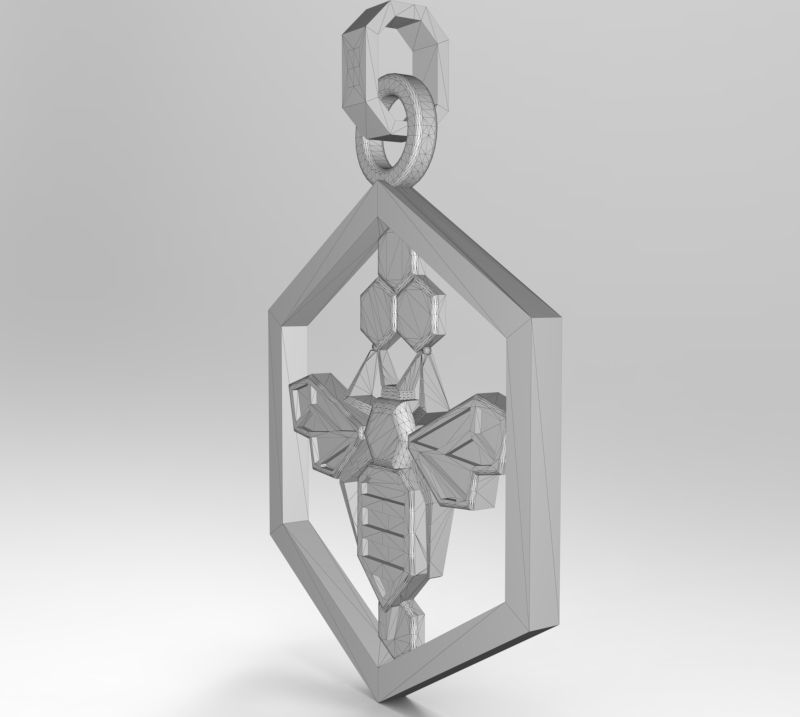 Honeycomb bee pendant enamel 3D print model_17