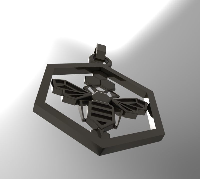 Honeycomb bee pendant enamel 3D print model_23