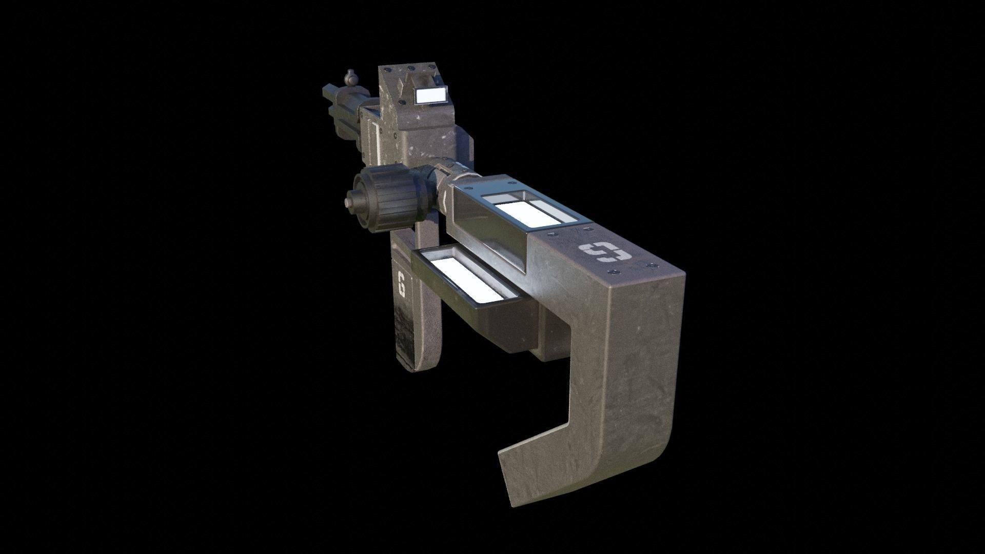 Sci-Fi Gun Low-poly 3D model_7