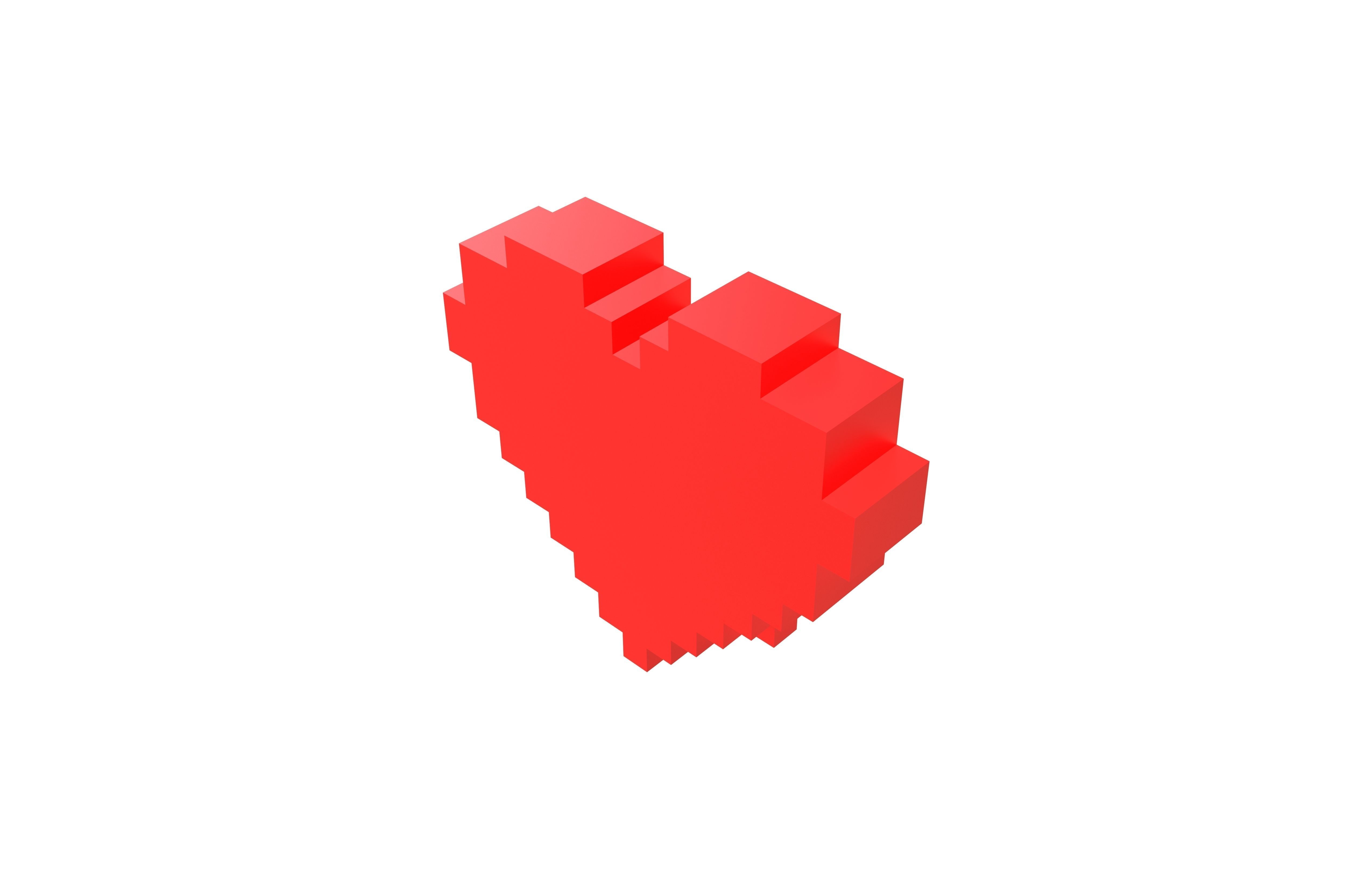 Voxel Poker Card Heart v1 001 Low-poly 3D model_2