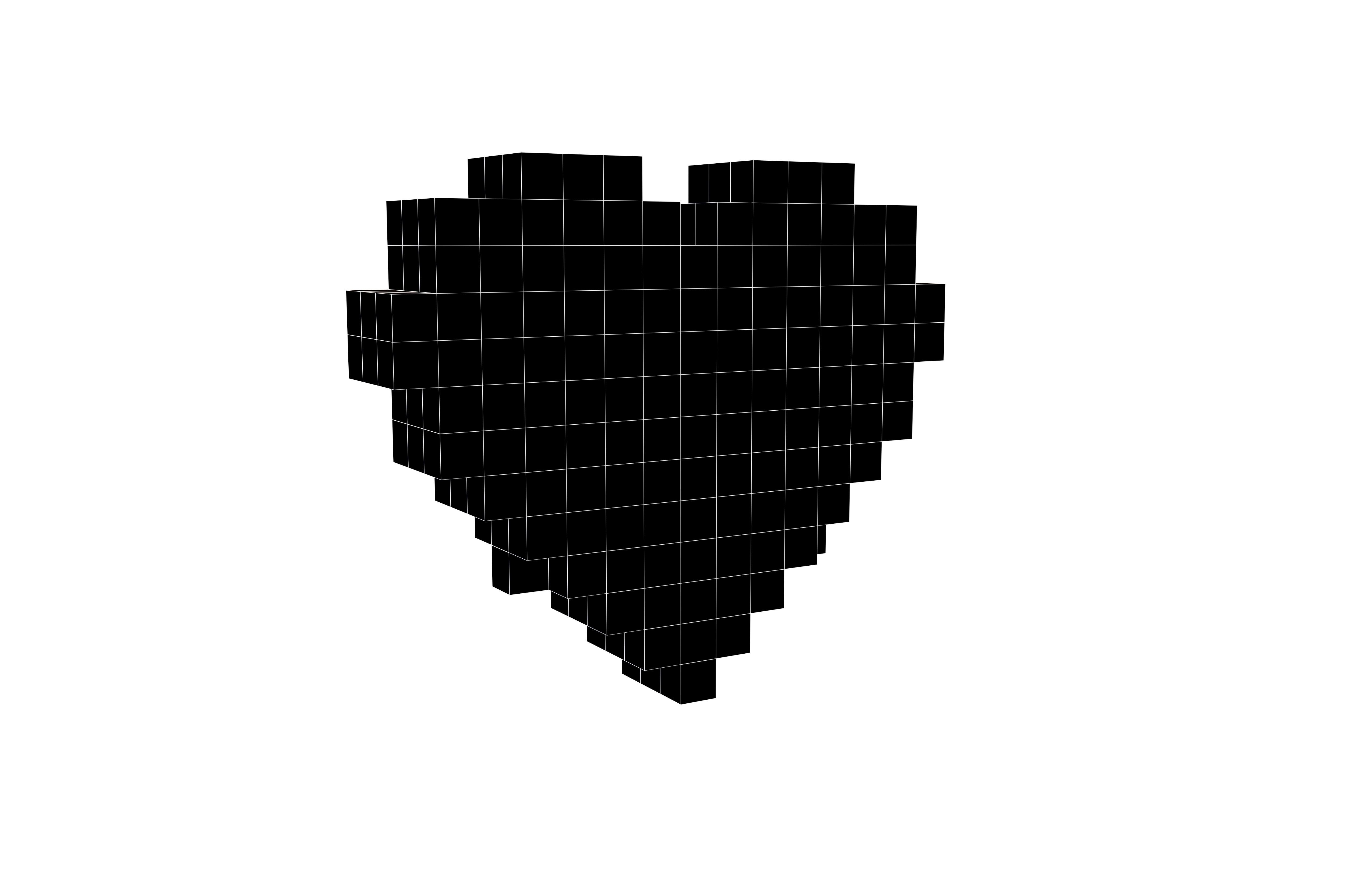 Voxel Poker Card Heart v1 001 Low-poly 3D model_4