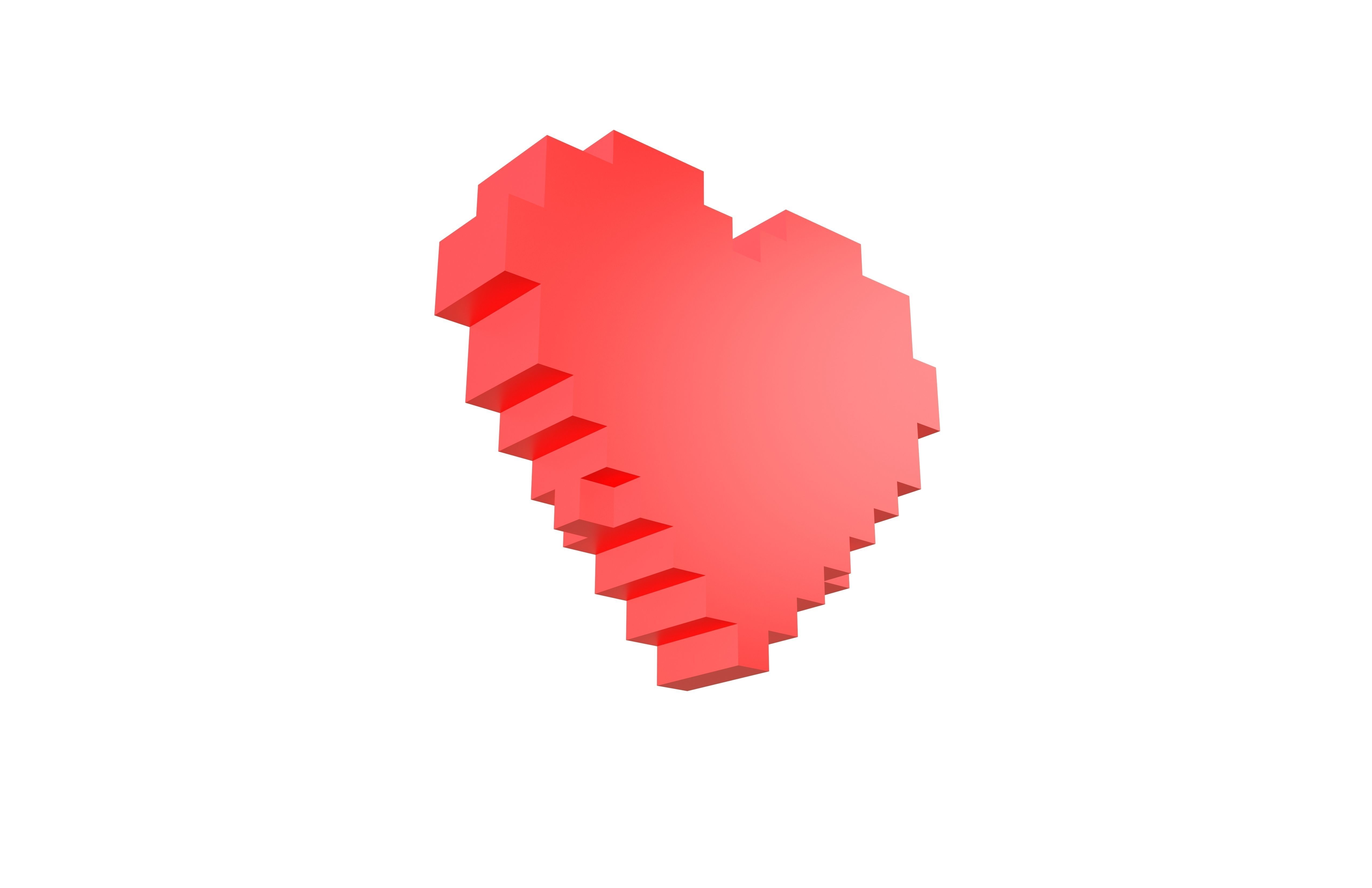 Voxel Poker Card Heart v1 001 Low-poly 3D model_3