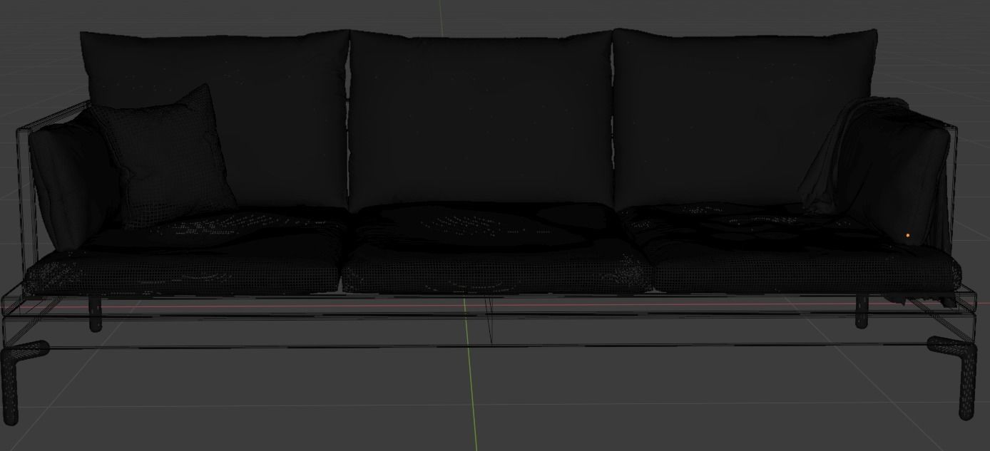 High poly Sofa with cushions 3D model_4