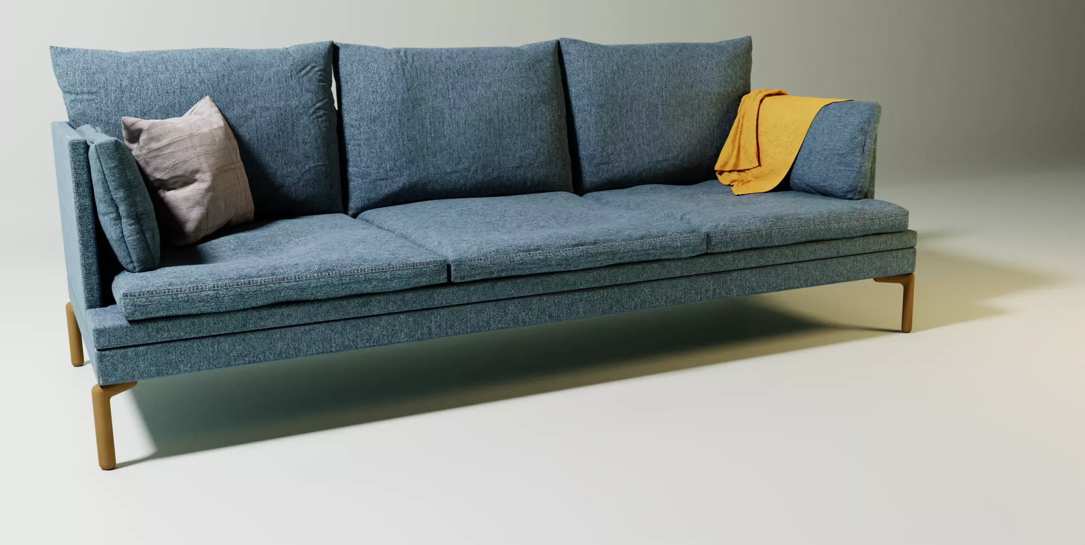 High poly Sofa with cushions 3D model_0