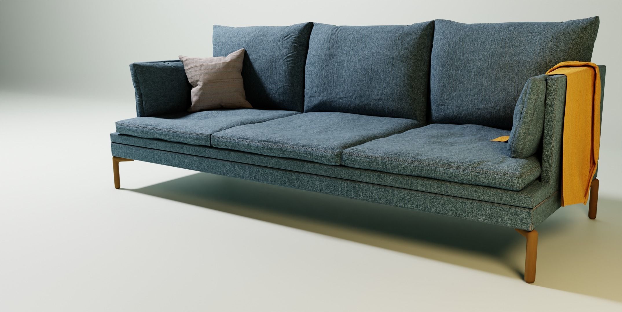 High poly Sofa with cushions 3D model_2