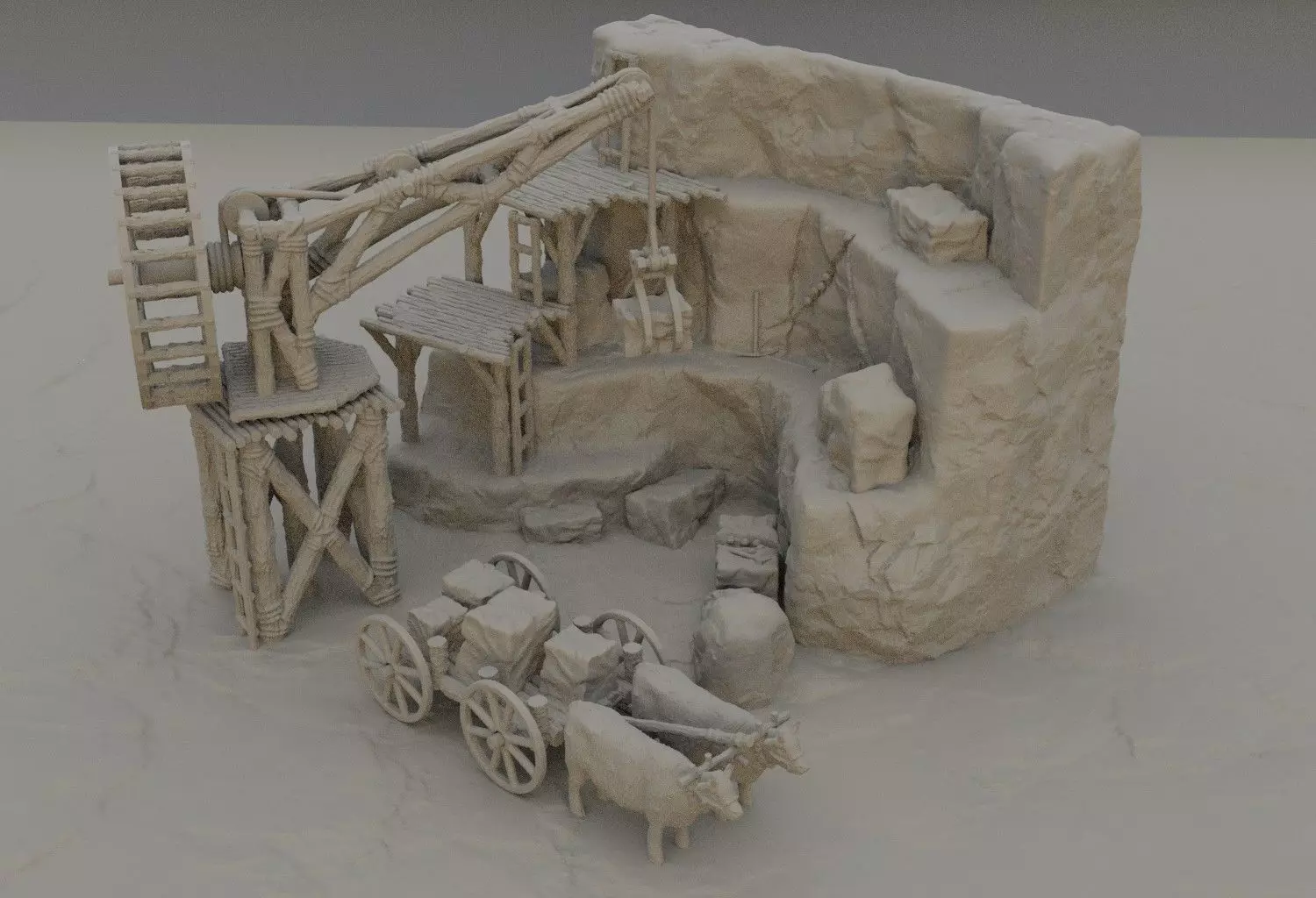 Small Stone Quarry Tabletop Terrain 28 mm 3D print model