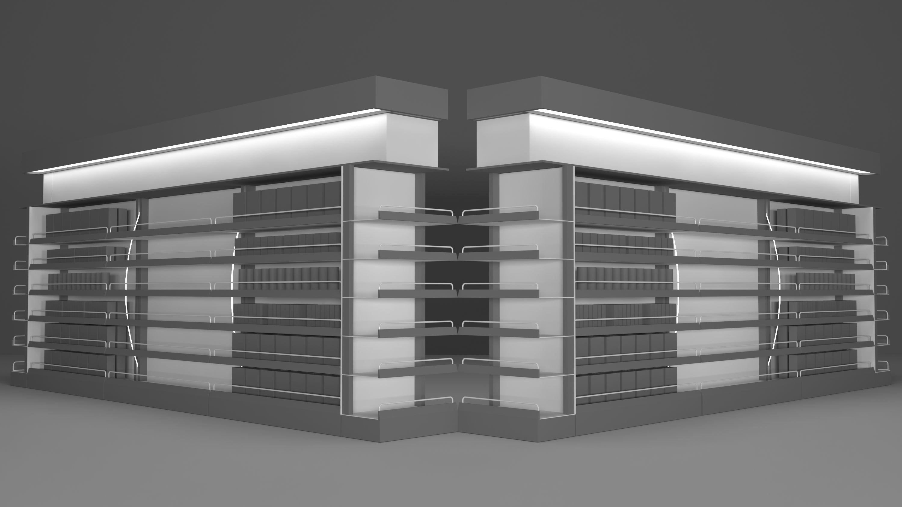 Hyper Store Product Gondola Shelf 3D model 3D model_2