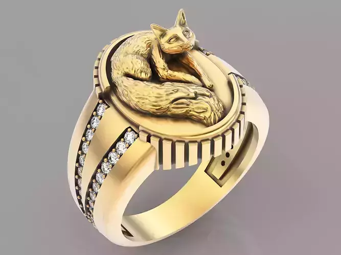 Fox ring gold silver printable jewelry 3D model