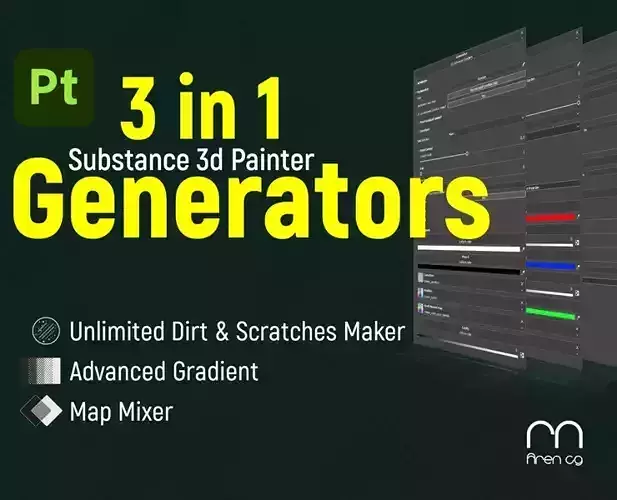 3 in 1 Substance 3d Painter Generators Pack Texture
