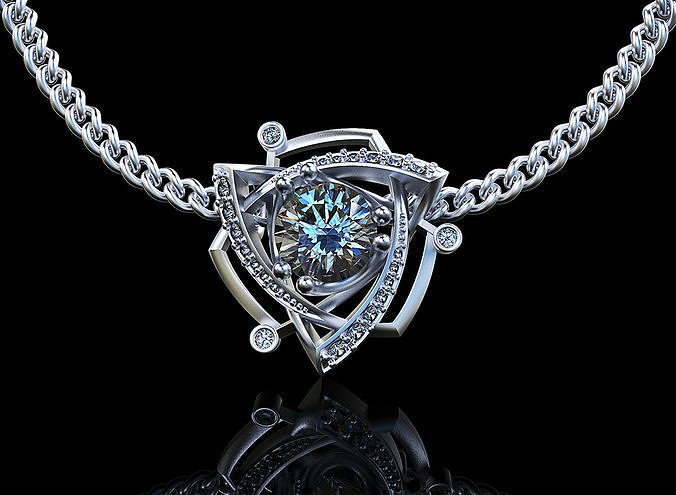 stylish pendant with stones 3D print model