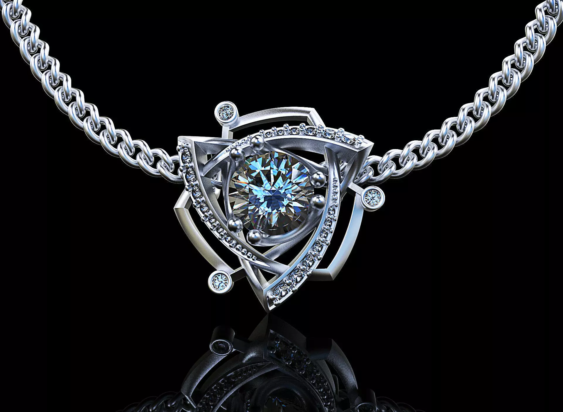 stylish pendant with stones 3D print model