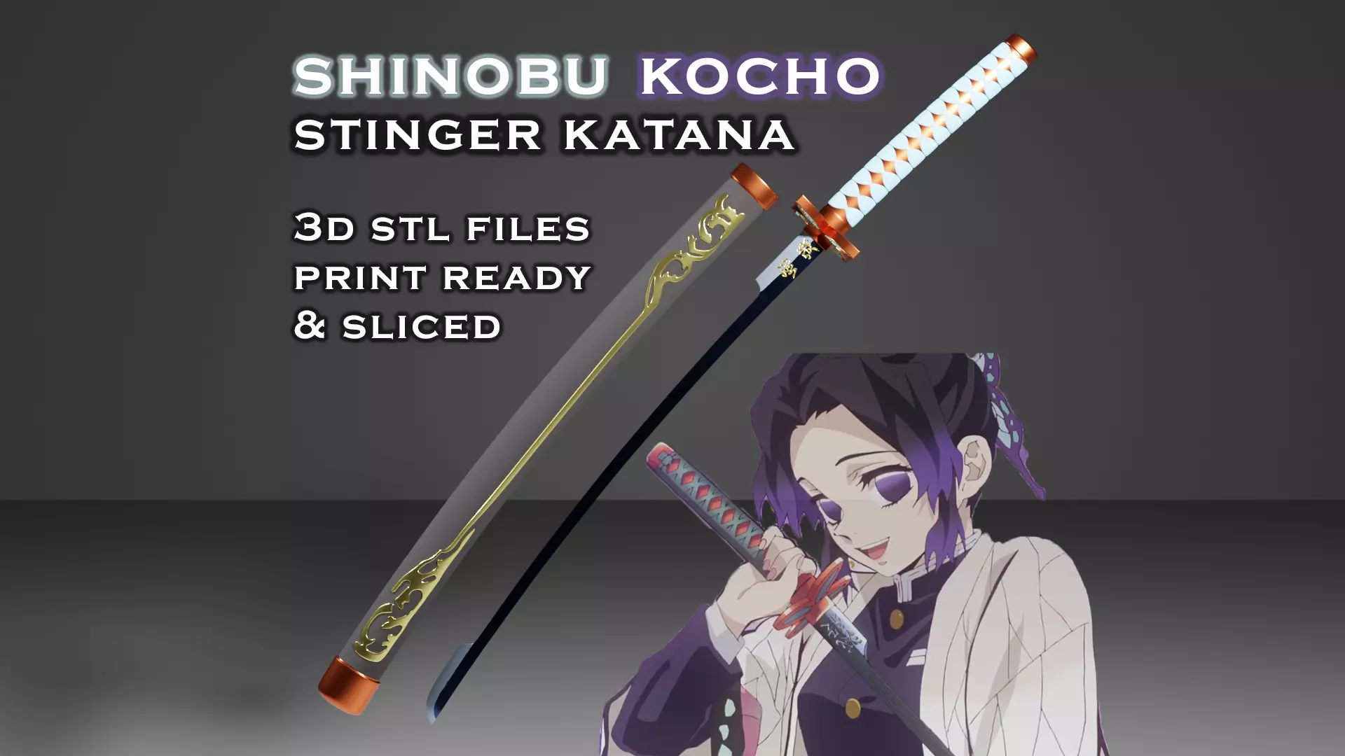 Shinobu Stinger Katana -- Demon - Slayer -- Sliced Print Ready 3D print model