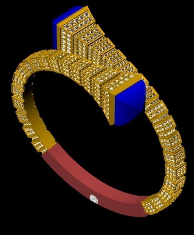 Diamond Bangle 3D print model_4