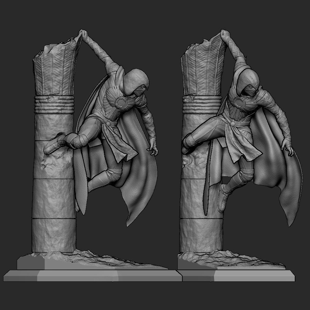 Moon Knight Statue 3d print ready 3D print model_10