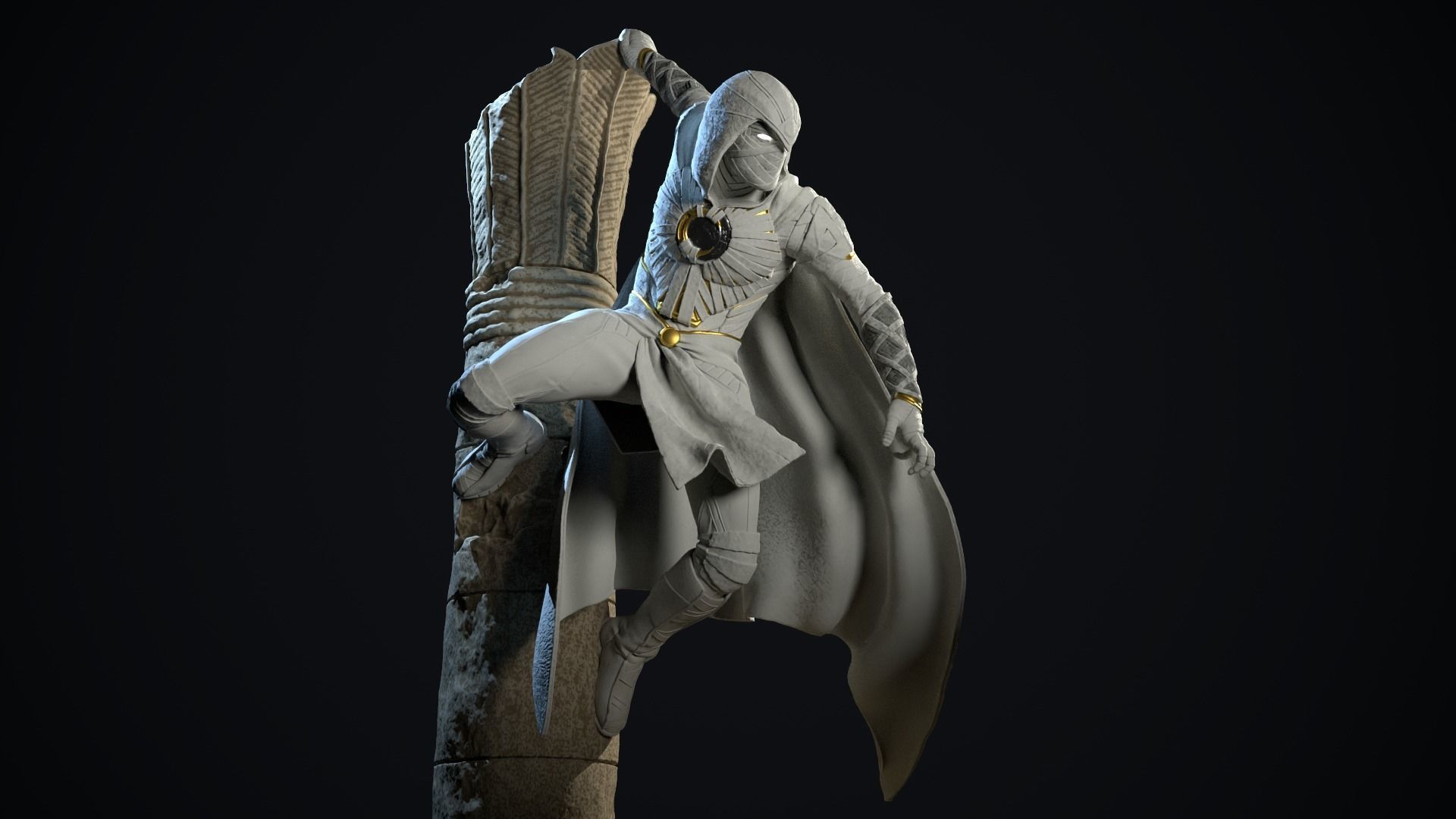 Moon Knight Statue 3d print ready 3D print model_2