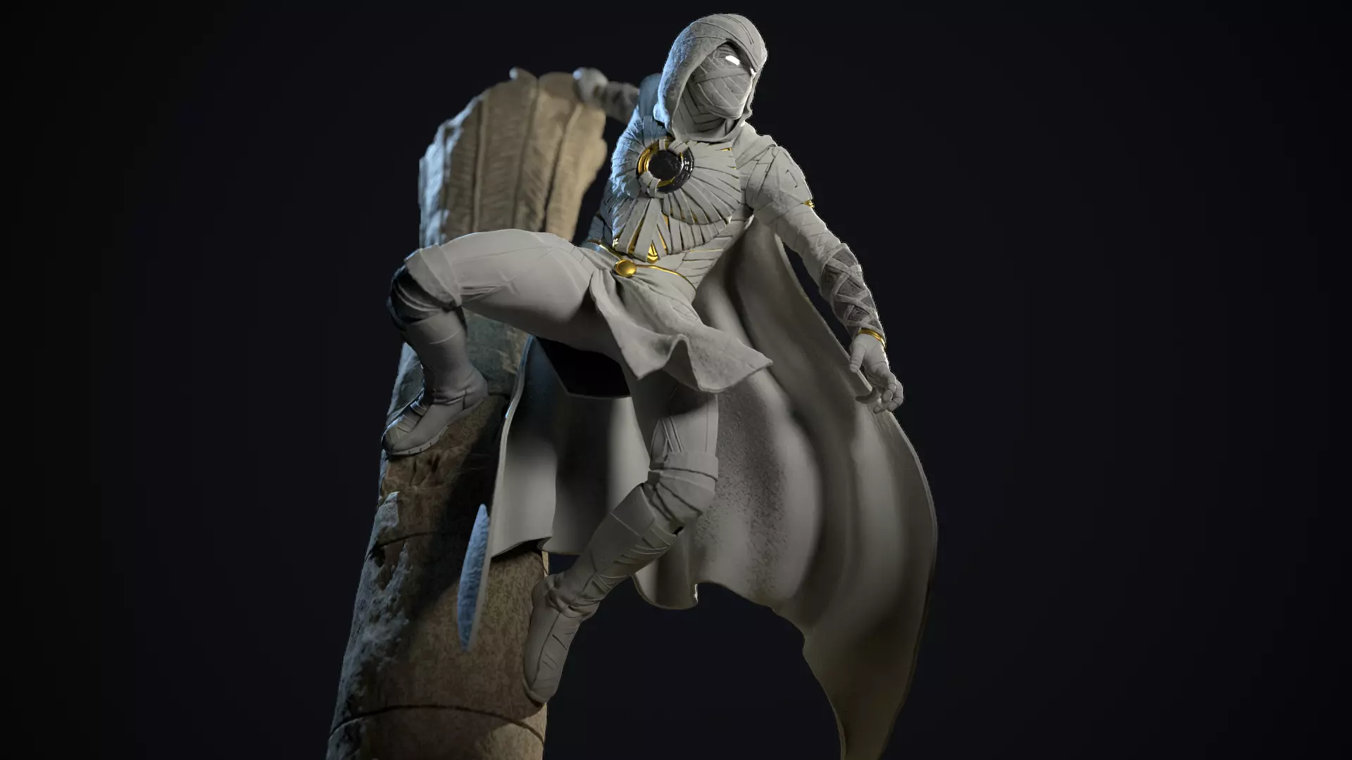 Moon Knight Statue 3d print ready 3D print model_0