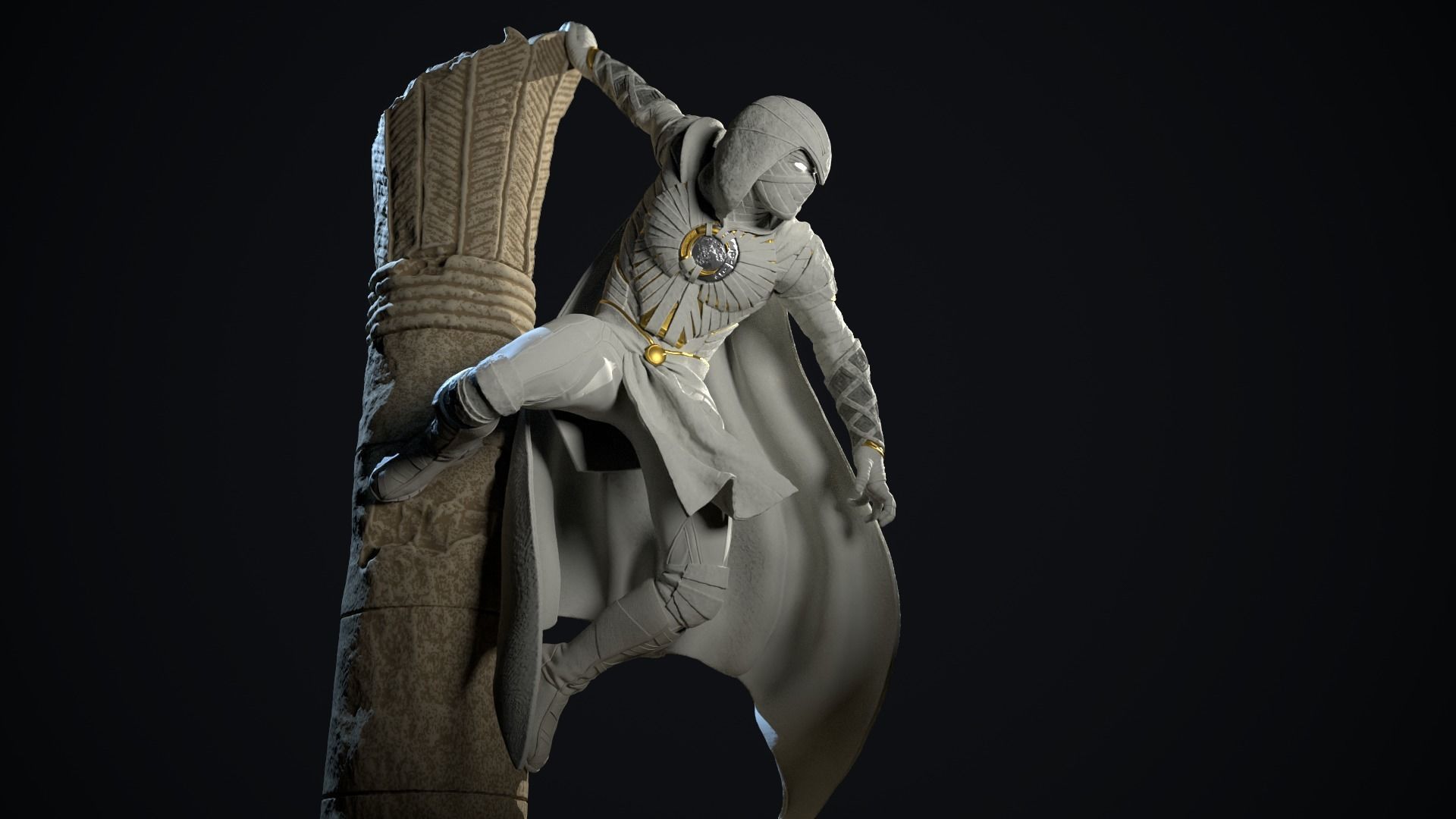 Moon Knight Statue 3d print ready 3D print model_3