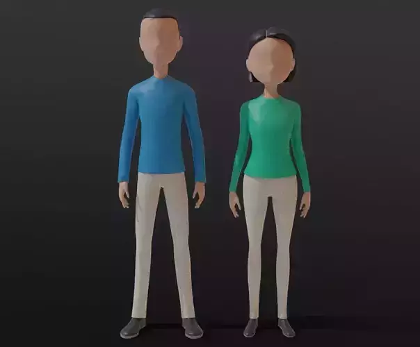 male and female base mesh low poly