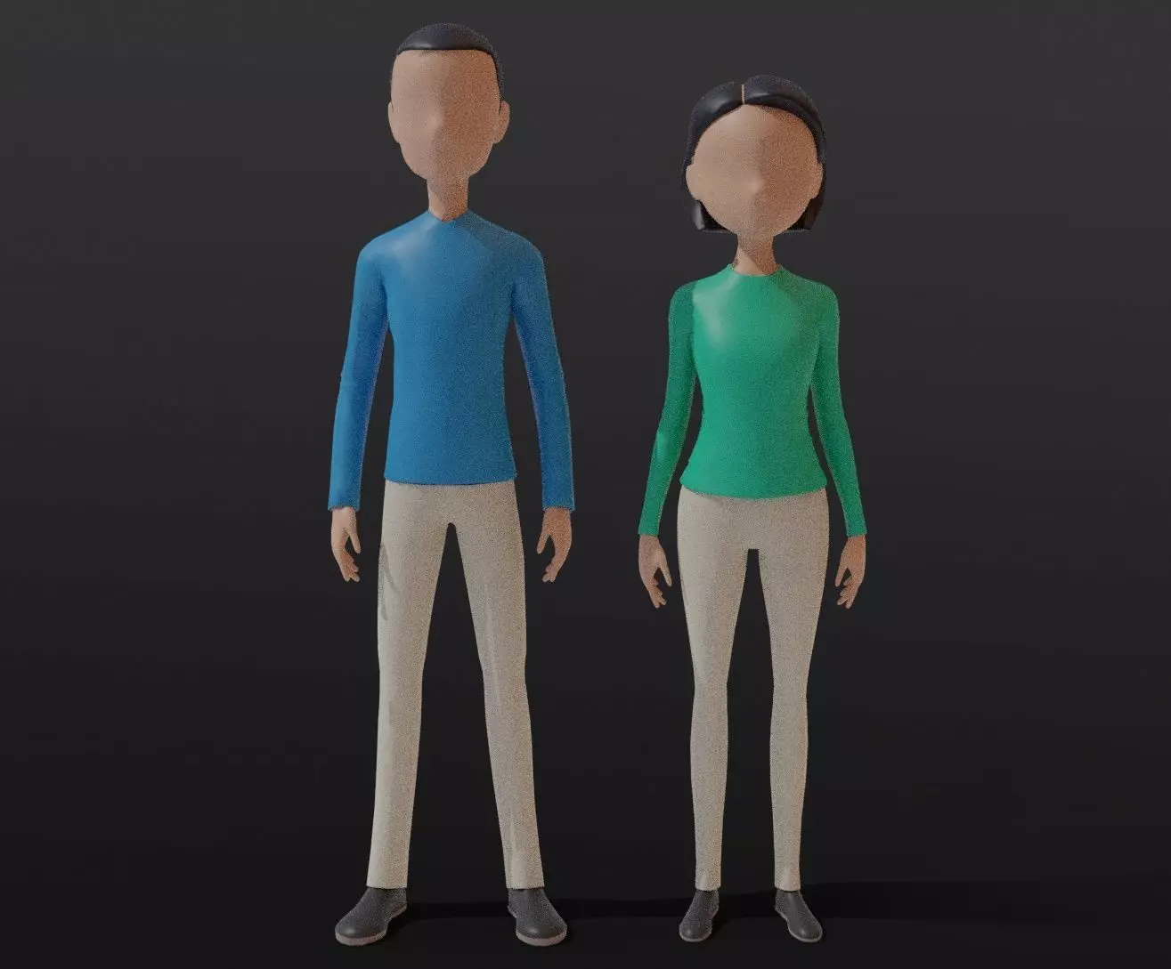 male and female base mesh low poly Low-poly 3D model